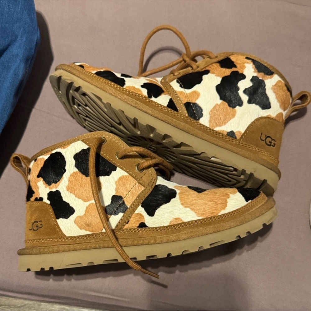 UGG Cow Print Winter Boots - Black, White, Tan